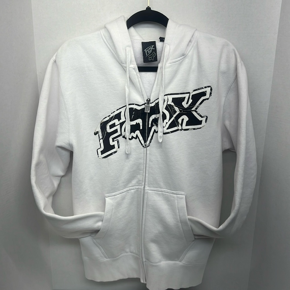 Fox Hoodie Full Zip White Size Medium